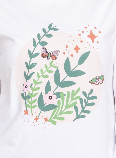 White Printed Long - Sleeve Design 36 - Khotwh